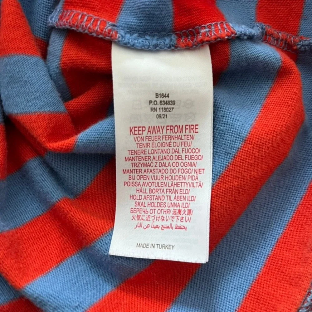 Boden Cotton Striped Crew Neck Long Sleeve Tee Blue Red Stripes size 8-9Y 134cm‎